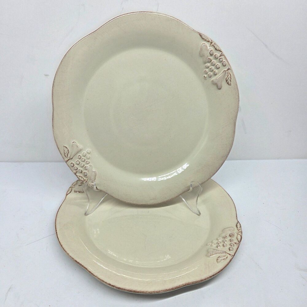 Casafina Casa Stone Madeira Harvest Set Of 2 Vanilla Cream 8 1/2" Salad Plates